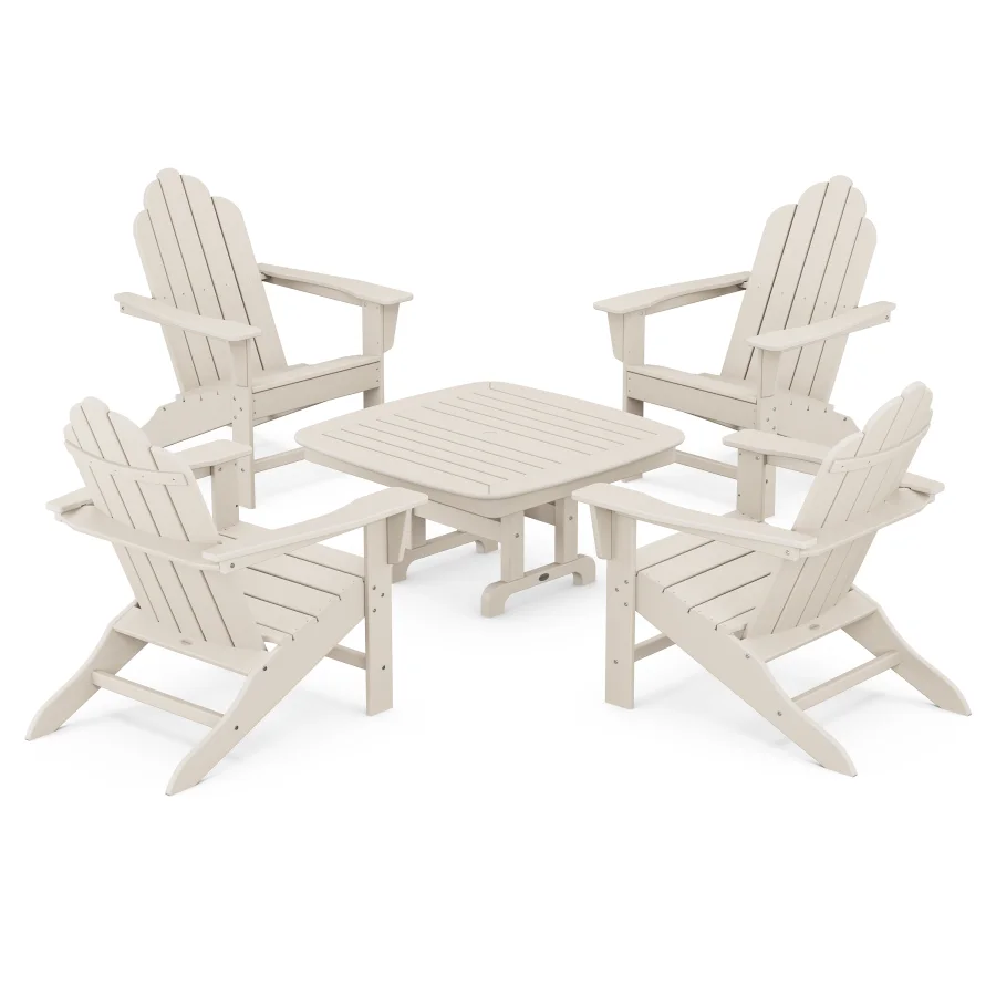 POLYWOOD Long Island Adirondack 5-Piece Conversation Group in Sand