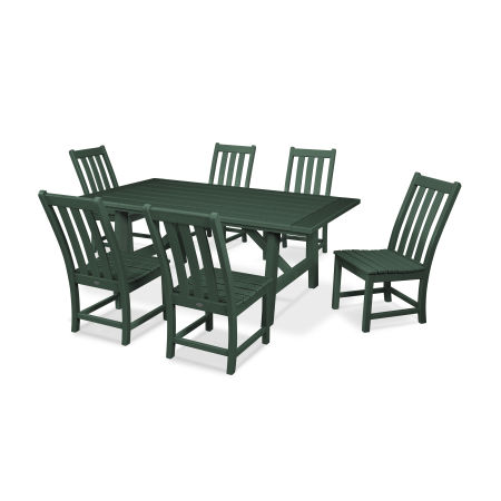 Vineyard 7-Piece Rustic Farmhouse Side Chair Dining Set in Green