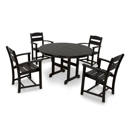 POLYWOOD Classics 5-Piece Round Dining Set in Black