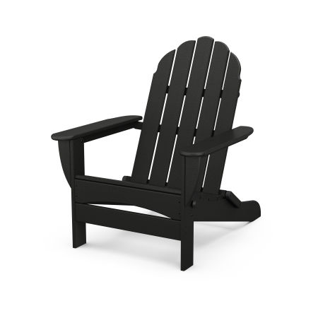 POLYWOOD Classic Oversized Folding Adirondack Chair in Black