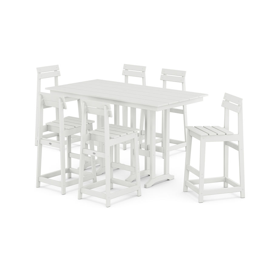 POLYWOOD Modern Studio Plaza Bar Chair 7-Piece Set in White