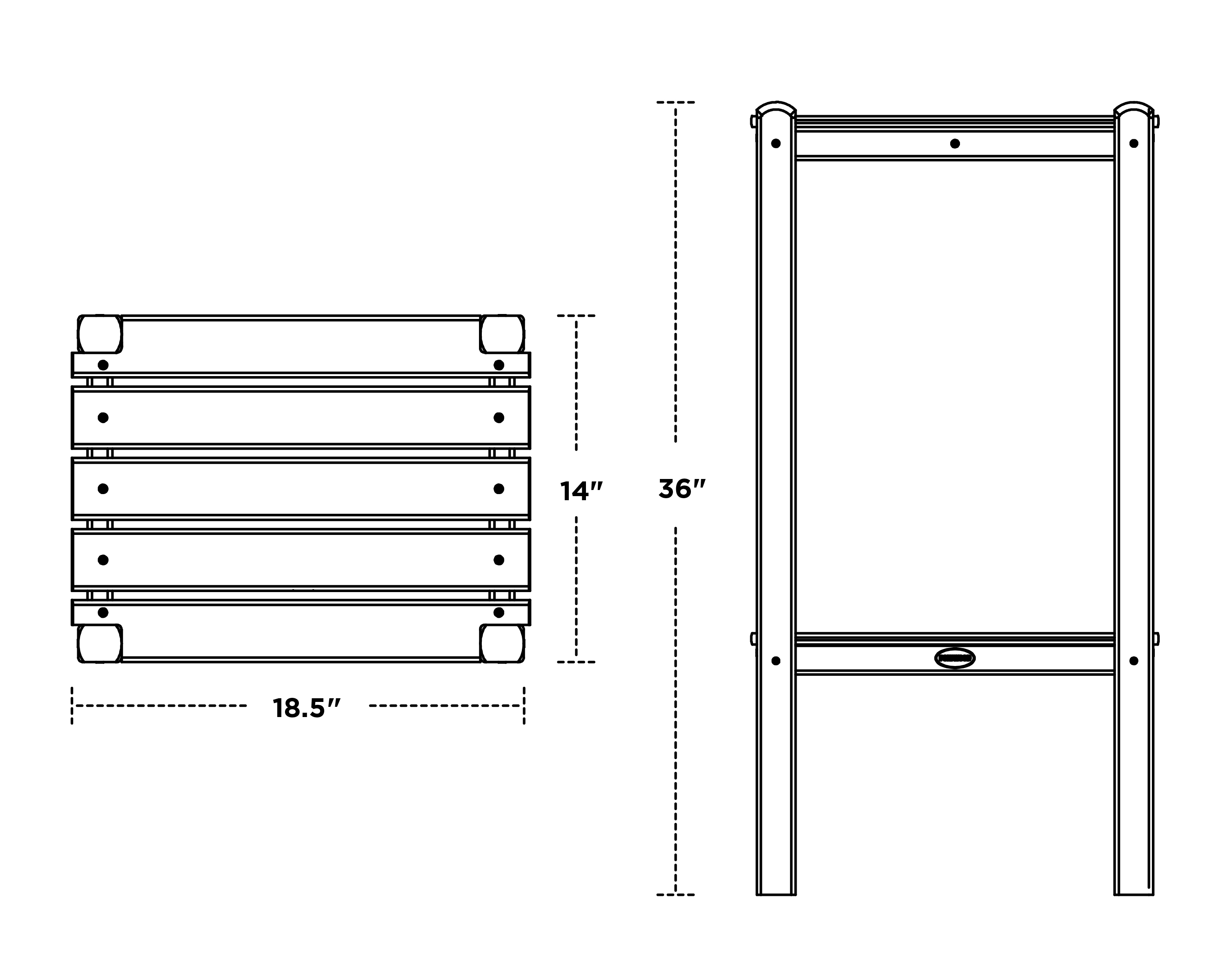 Dimensions for Two Shelf Bar Side Table