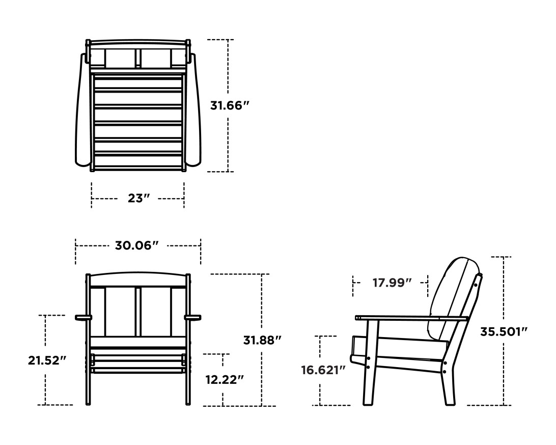 Dimensions for Mission Deep Seating Chair