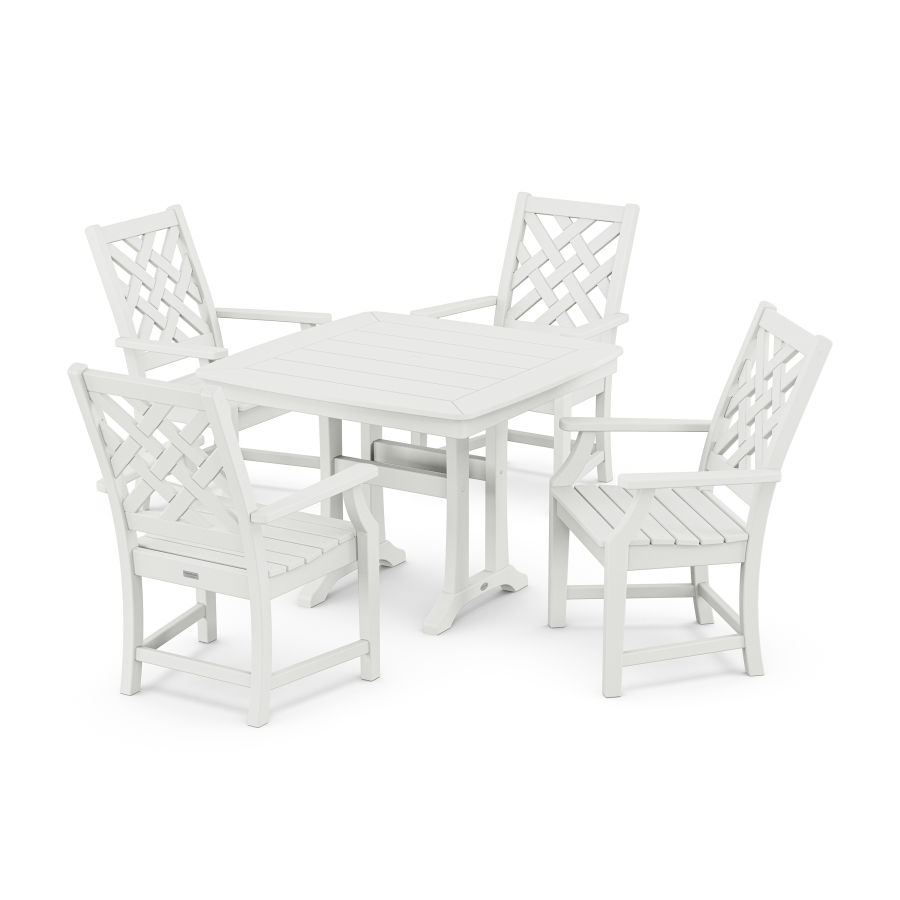 POLYWOOD Wovendale 5-Piece Dining Set with Trestle Legs in White