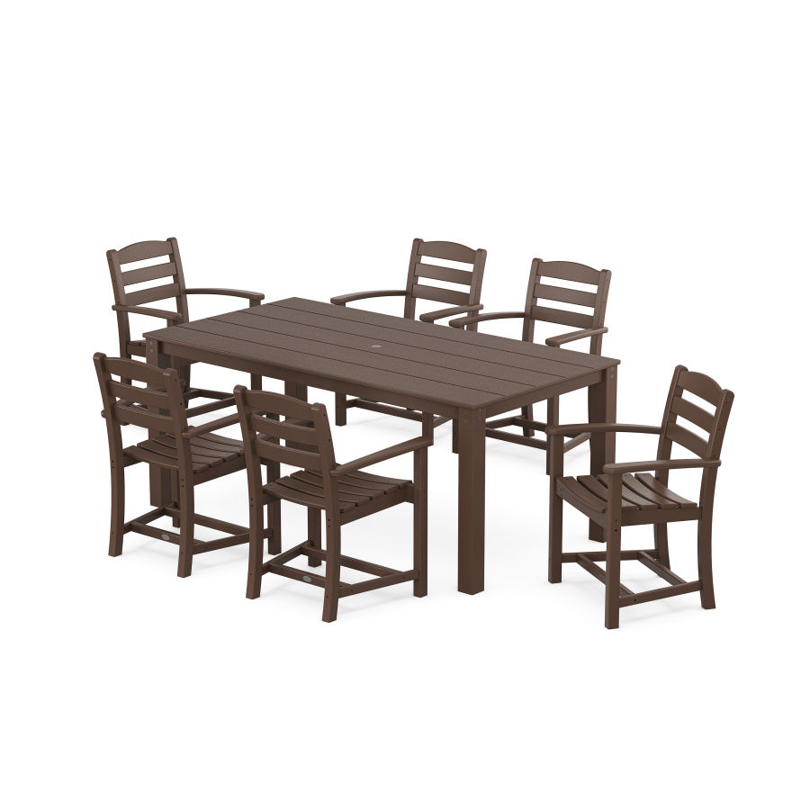 POLYWOOD La Casa Cafe' Arm Chair 7-Piece Parsons Dining Set in Mahogany