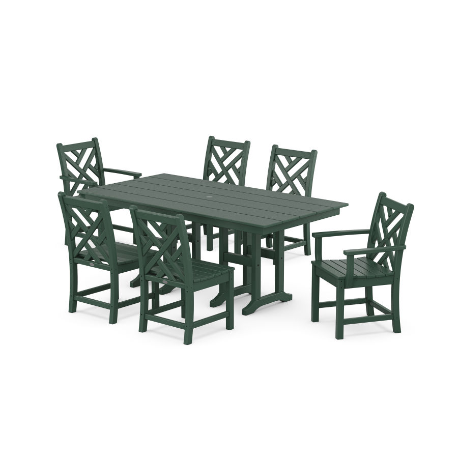 POLYWOOD Chippendale 7-Piece Farmhouse Dining Set in Green