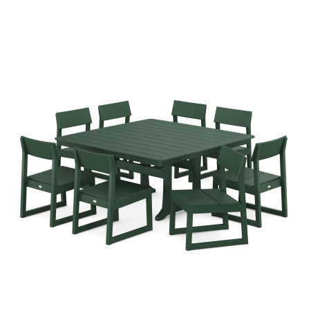 POLYWOOD EDGE Side Chair 9-Piece Dining Set with Trestle Legs in Green