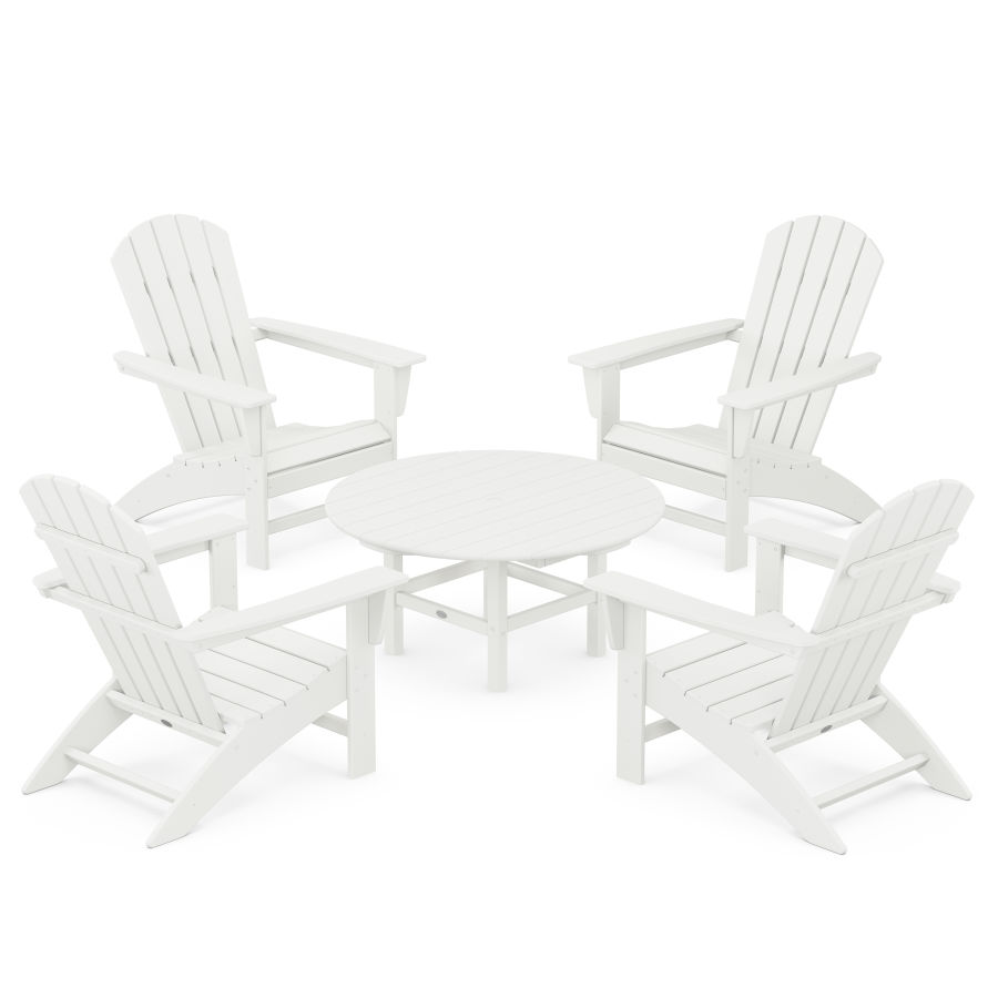 POLYWOOD Nautical 5-Piece Adirondack Chair Conversation Set in Vintage White