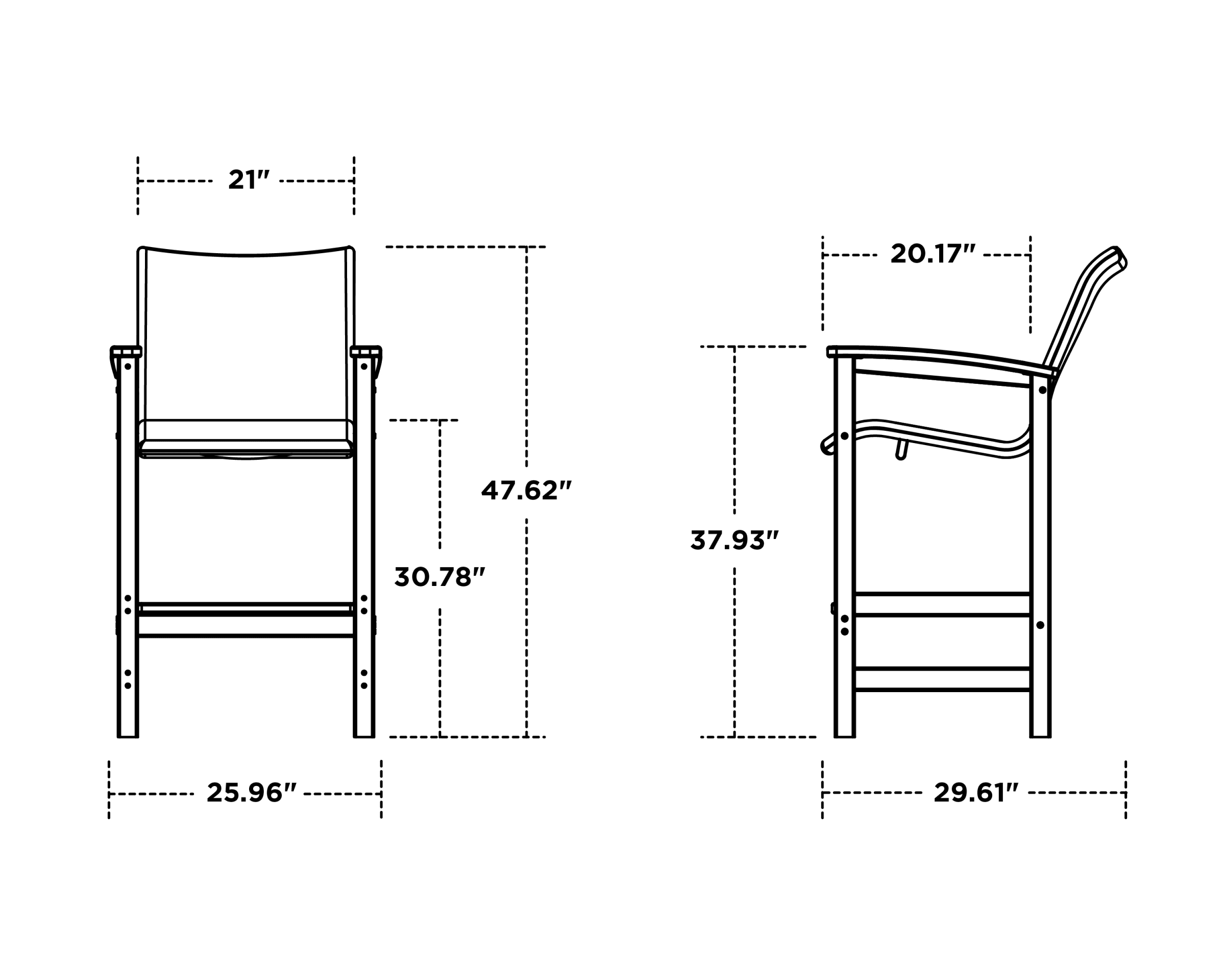 Dimensions for Coastal Woven Bar Chair