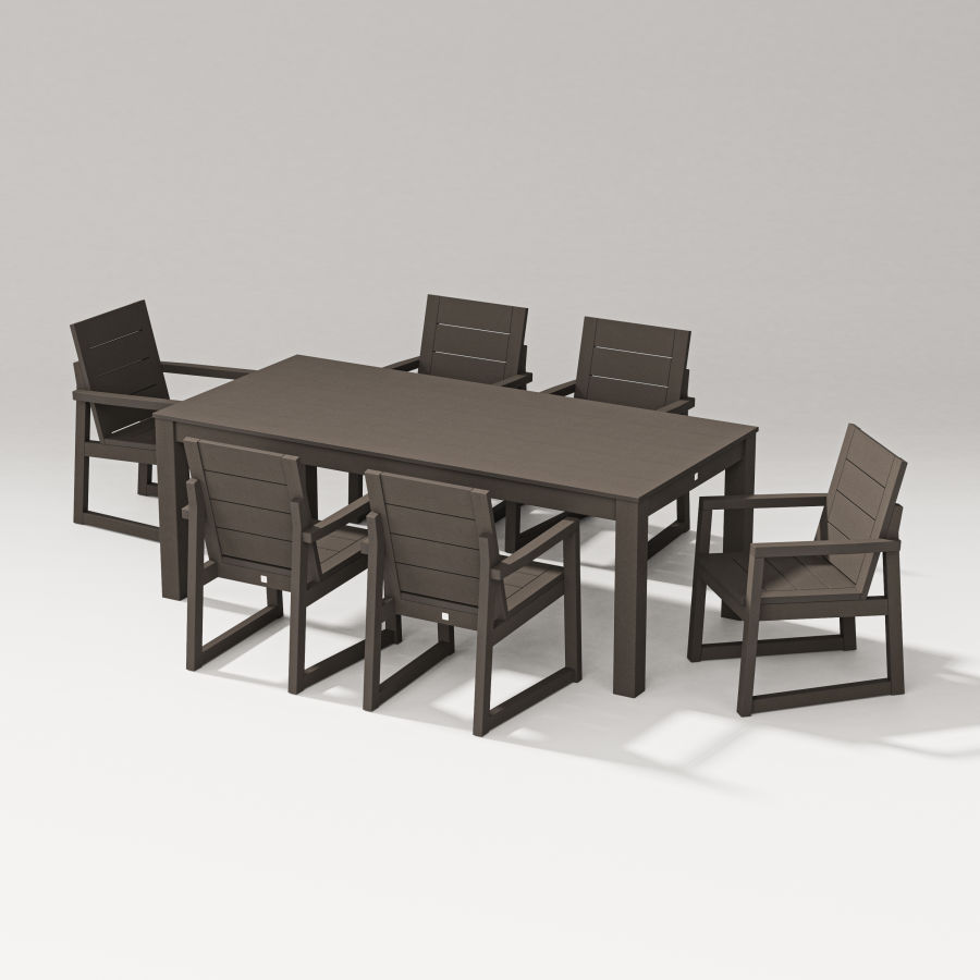 POLYWOOD Elevate 7-Piece Parsons Table Dining Set in Vintage Coffee