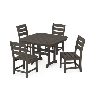 POLYWOOD Lakeside Side Chair 5-Piece Dining Set with Trestle Legs in Vintage Finish