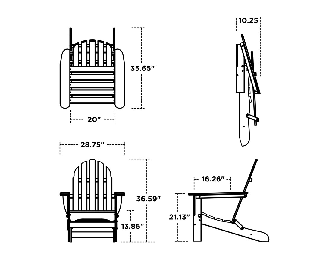 Dimensions for Classic Folding Adirondack Chair