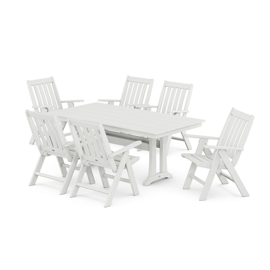 POLYWOOD Vineyard 7-Piece Farmhouse Folding Dining Set in White