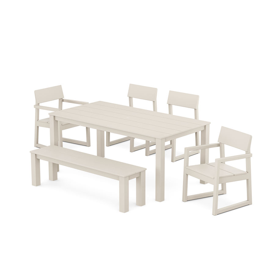 POLYWOOD EDGE 6-Piece Parsons Dining Set with Bench in Sand