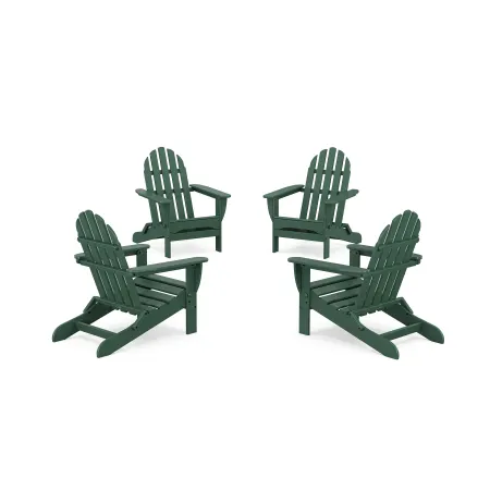 POLYWOOD Classics 4-Piece Folding Adirondack Conversation Set in Green