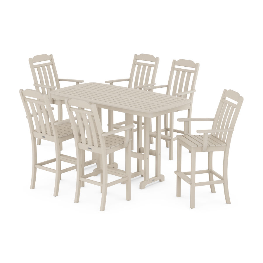 POLYWOOD Country Living Arm Chair 7-Piece Bar Set in Sand