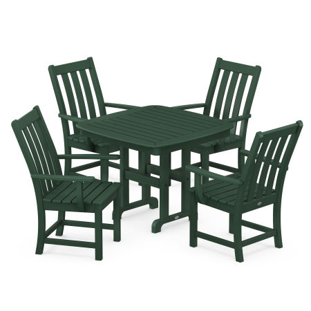 Vineyard 5-Piece Arm Chair Dining Set in Green
