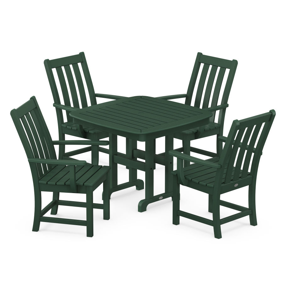 POLYWOOD Vineyard 5-Piece Arm Chair Dining Set in Green