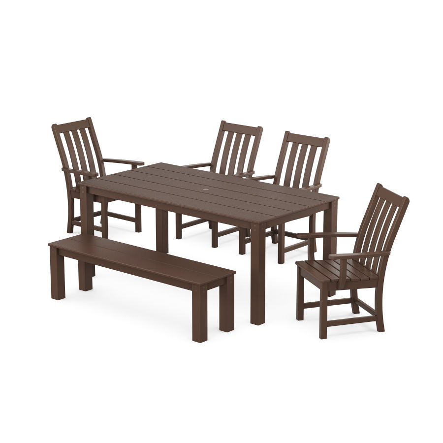 POLYWOOD Vineyard 6-Piece Parsons Dining Set with Bench in Mahogany