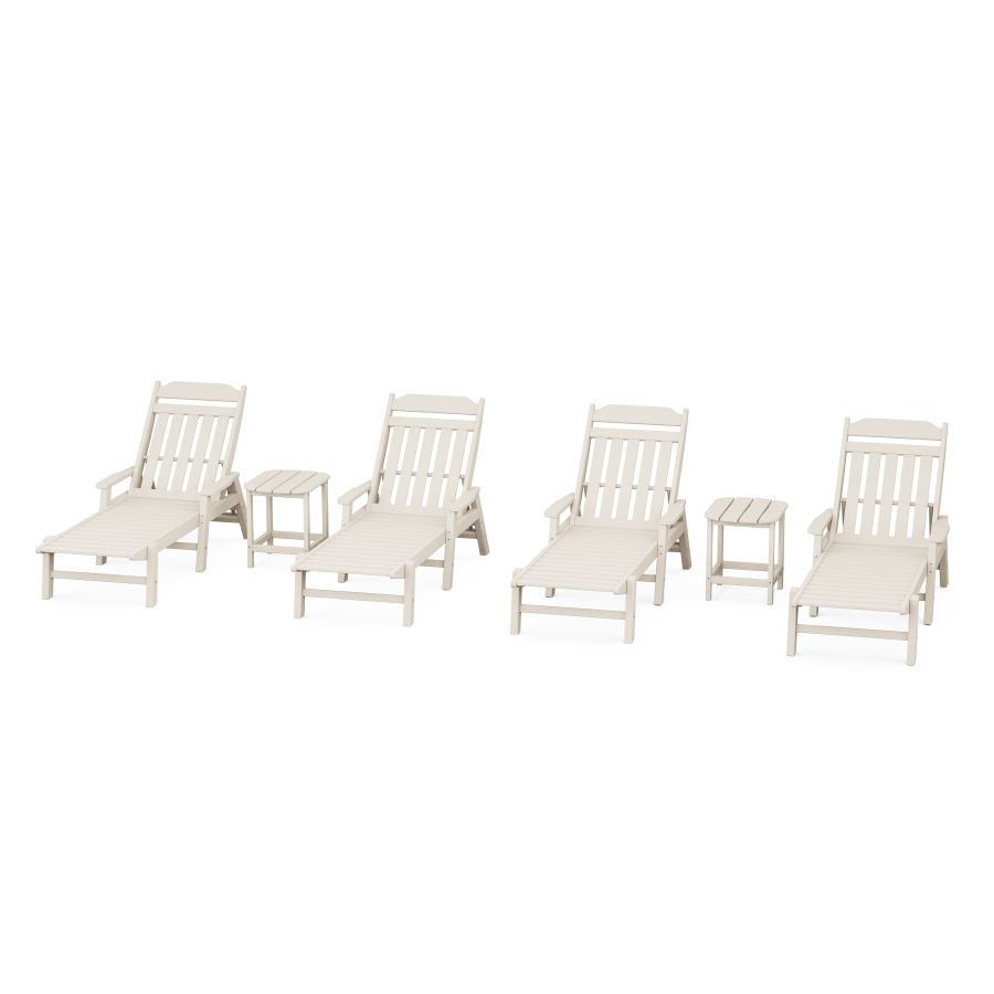 POLYWOOD Country Living 6-Piece Chaise Set with Arms in Sand