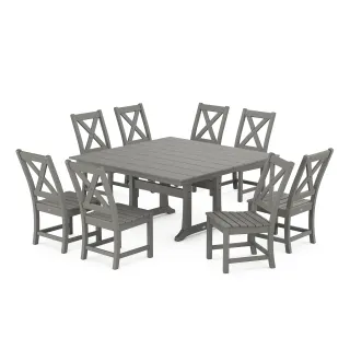 POLYWOOD Braxton Side Chair 9-Piece Farmhouse Dining Set