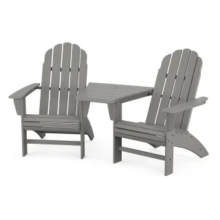 POLYWOOD Vineyard 3-Piece Curveback Adirondack Set with Angled Connecting Table