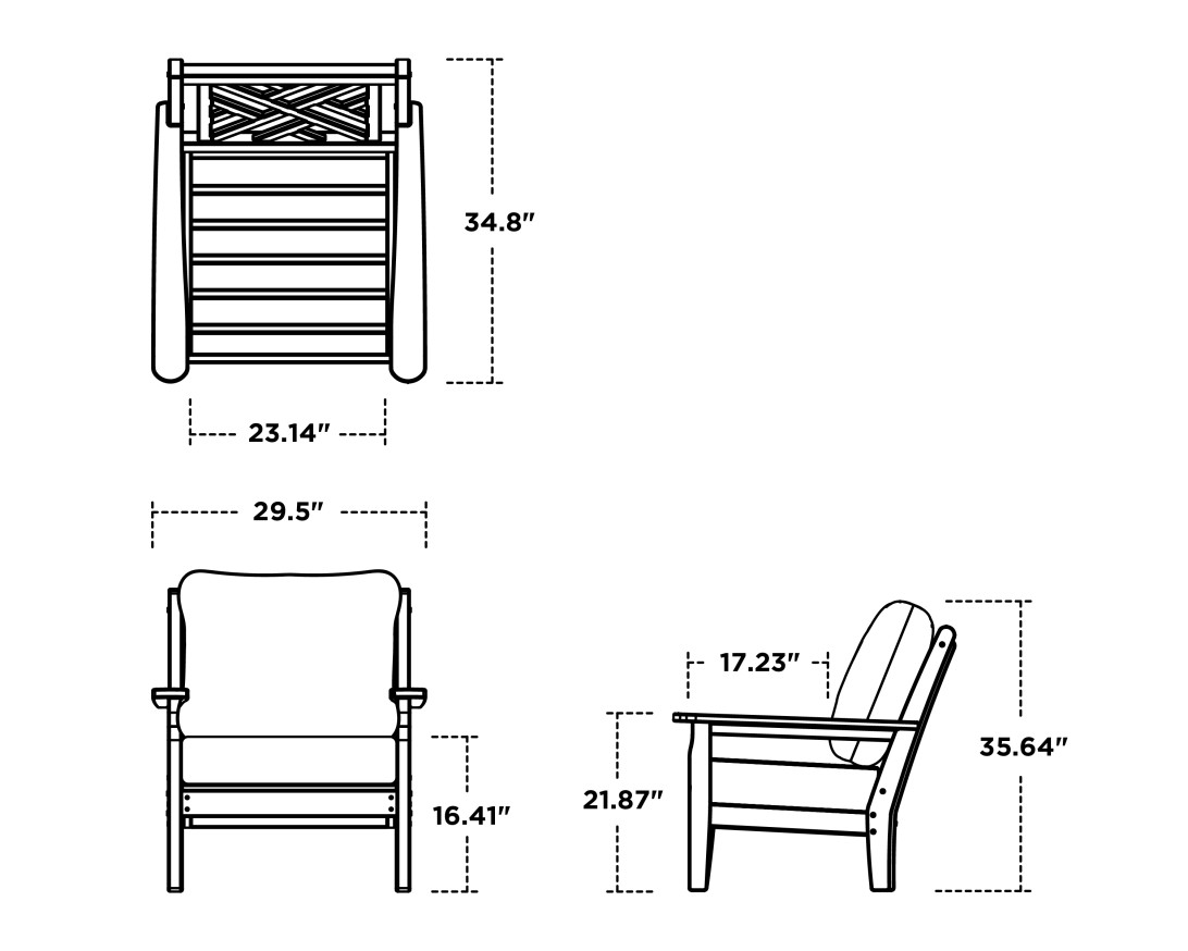 Dimensions for Chippendale Deep Seating Chair