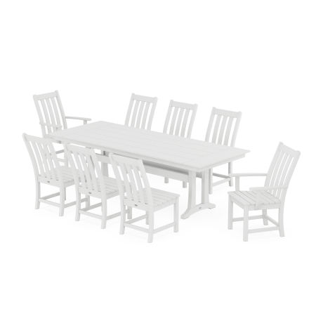 Vineyard 9-Piece Farmhouse Dining Set with Trestle Legs in White