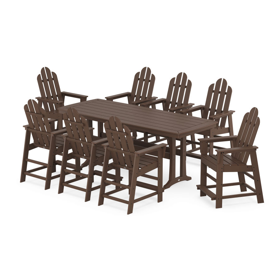 POLYWOOD Long Island 9-Piece Counter Set with Trestle Legs in Mahogany