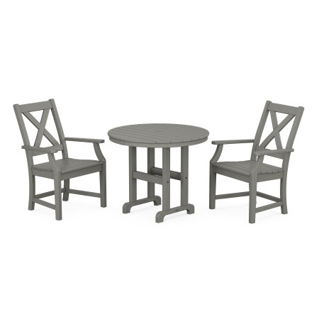 Braxton 3-Piece Round Dining Set in Slate Grey