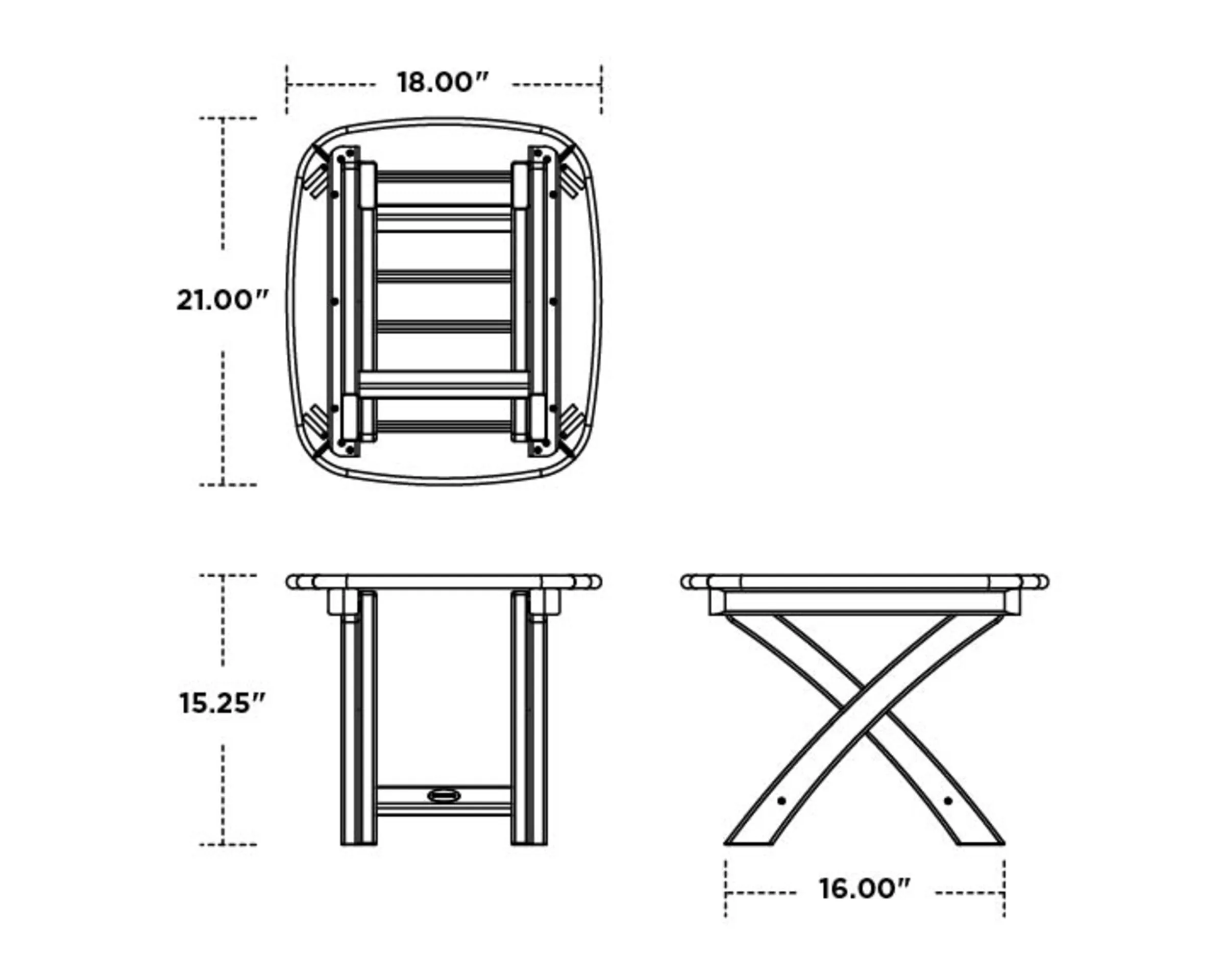 Dimensions for Nautical 21" x 18" Side Table