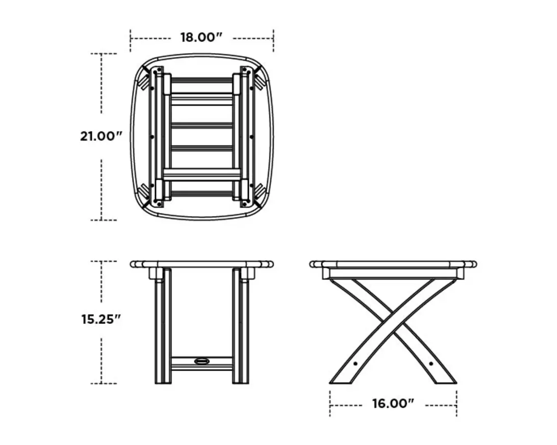 Dimensions for Nautical 21" x 18" Side Table