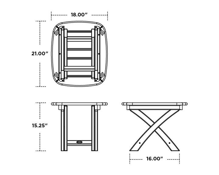 Dimensions for Nautical 21" x 18" Side Table