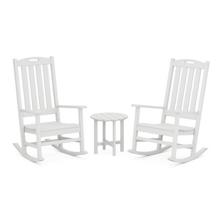 Nautical 3-Piece Porch Rocking Chair Set in White