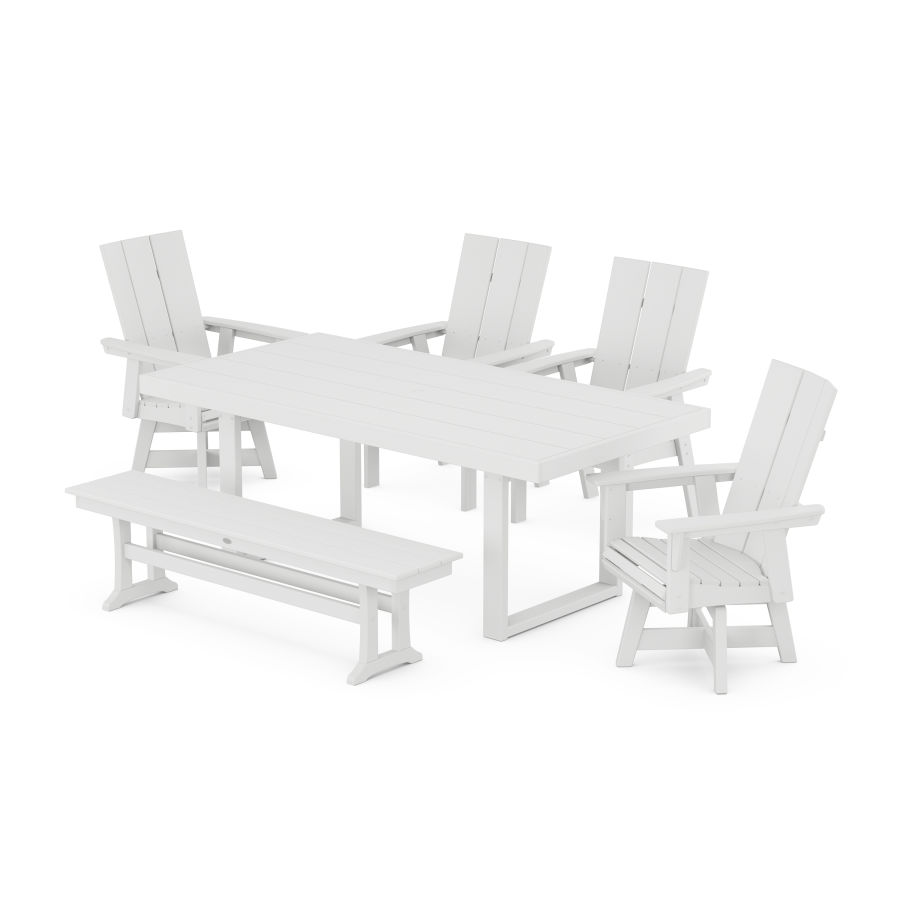 POLYWOOD Modern Adirondack 6-Piece Dining Set with Trestle Legs in White