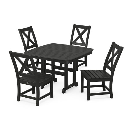 Braxton Side Chair 5-Piece Dining Set with Trestle Legs in Black