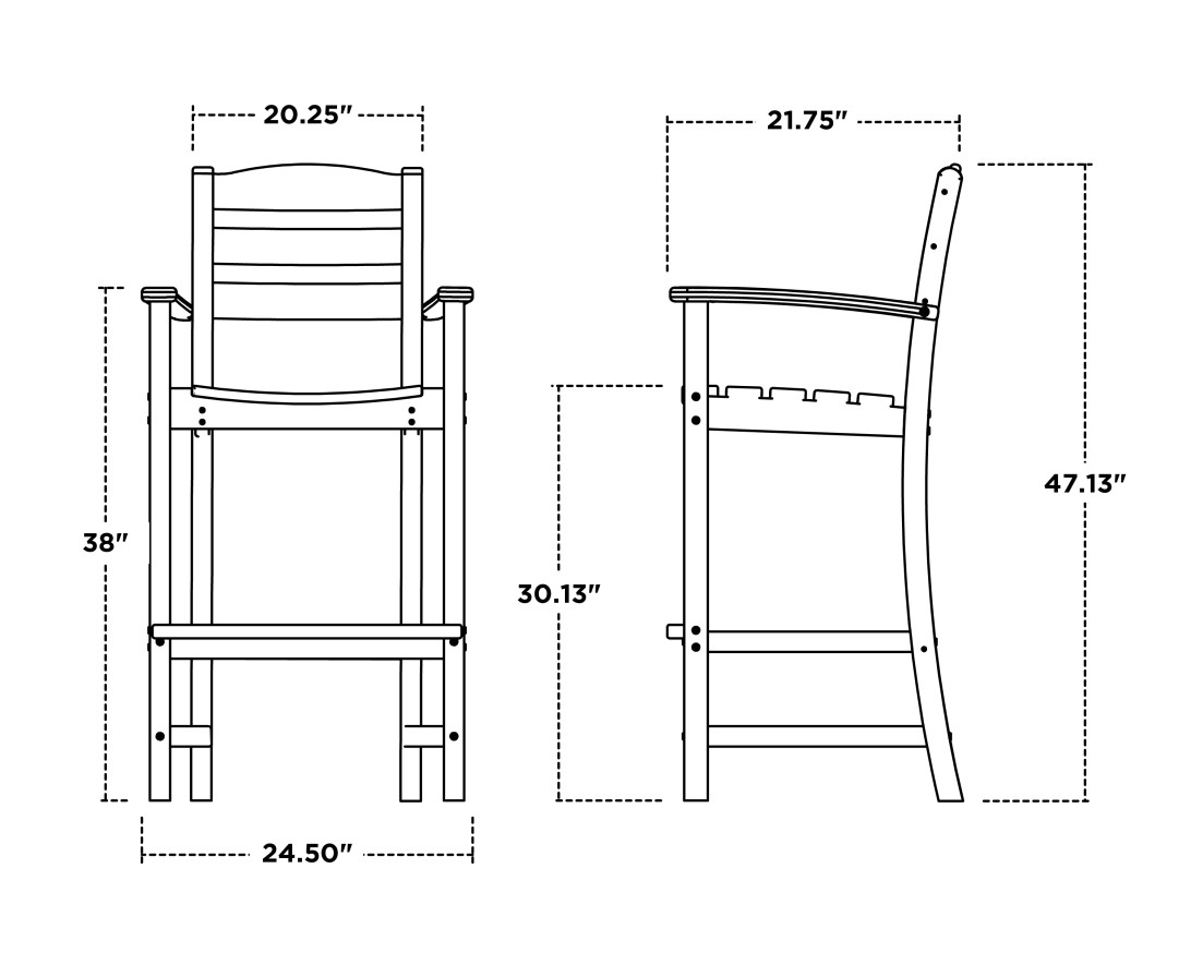 Dimensions for La Casa Café Bar Arm Chair