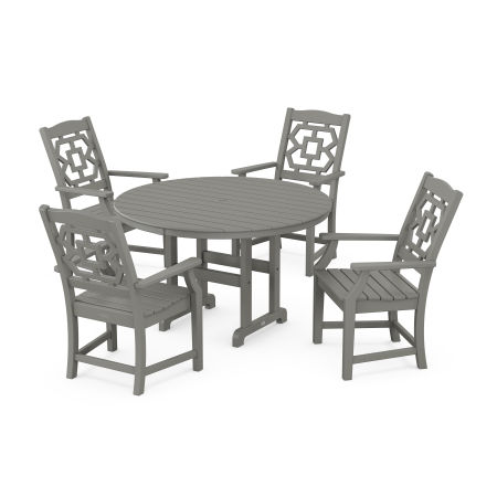 POLYWOOD Chinoiserie 5-Piece Round Farmhouse Dining Set