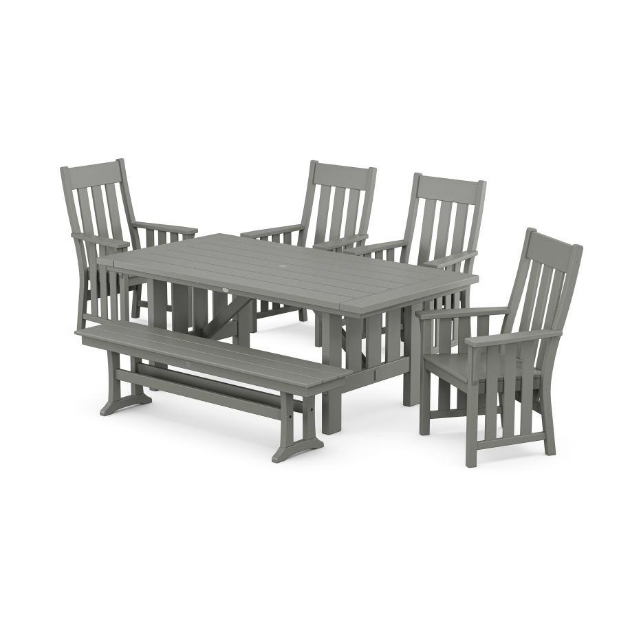 POLYWOOD Acadia 6-Piece Dining Set with Bench in Slate Grey