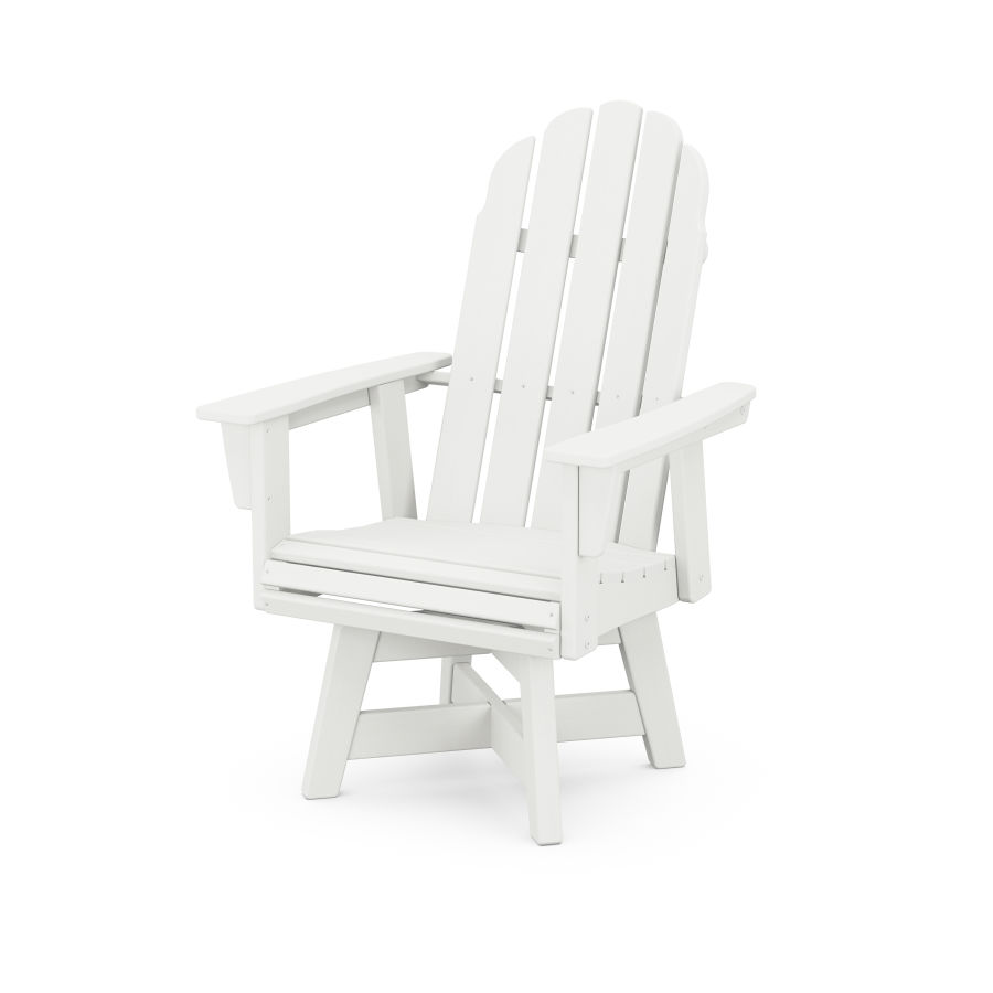 POLYWOOD Vineyard Adirondack Swivel Dining Chair in Vintage White