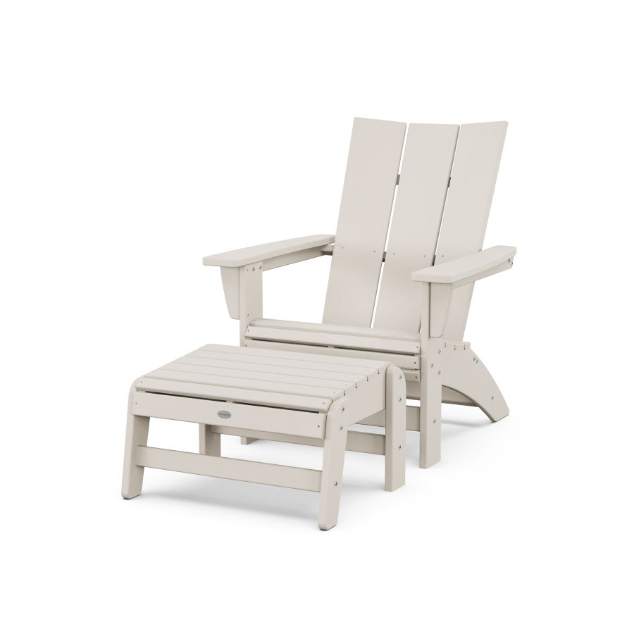 POLYWOOD Modern Grand Adirondack Chair with Ottoman in Sand