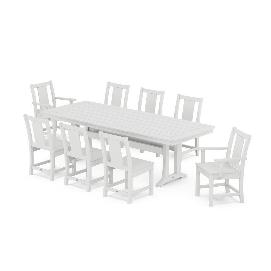 POLYWOOD Prairie 9-Piece Dining Set with Trestle Legs in White