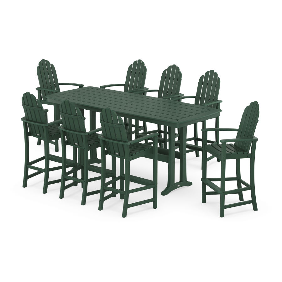 POLYWOOD Classic Adirondack 9-Piece Bar Set with Trestle Legs in Green