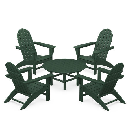 Vineyard 5-Piece Adirondack Chair Conversation Set in Green