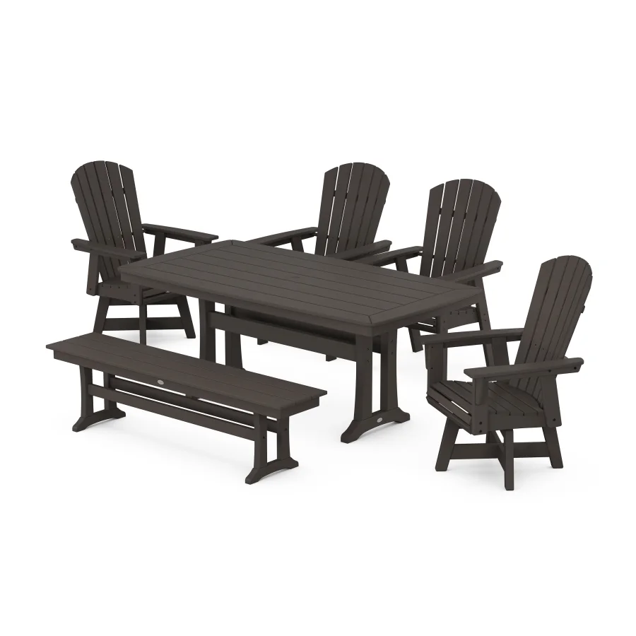 POLYWOOD Nautical Adirondack Swivel 6-Piece Dining Set with Trestle Legs in Vintage Finish