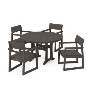 EDGE 5-Piece Round Dining Set with Trestle Legs in Vintage Finish