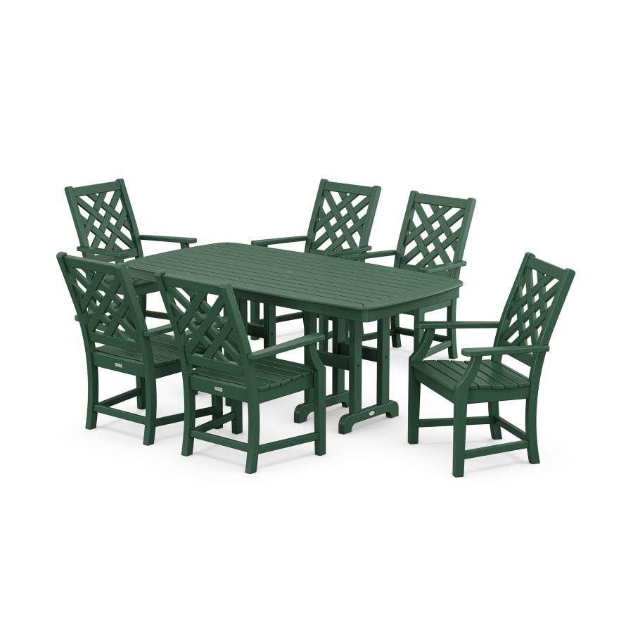 POLYWOOD Wovendale Arm Chair 7-Piece Dining Set in Green