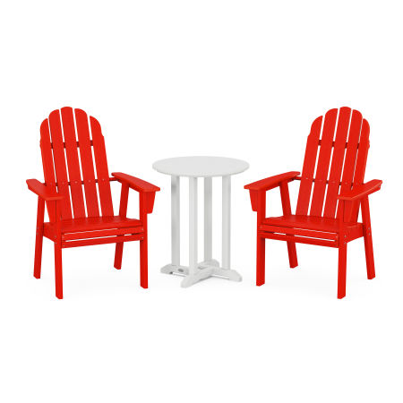 POLYWOOD Vineyard Adirondack 3-Piece Round Dining Set in Sunset Red