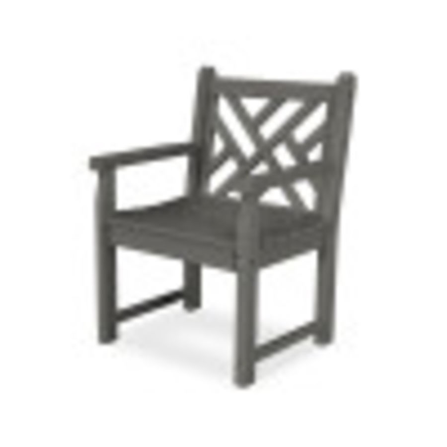 POLYWOOD Chippendale Garden Arm Chair in Slate Grey