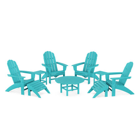 POLYWOOD Vineyard Curveback Adirondack Chair 9-Piece Conversation Set in Aruba